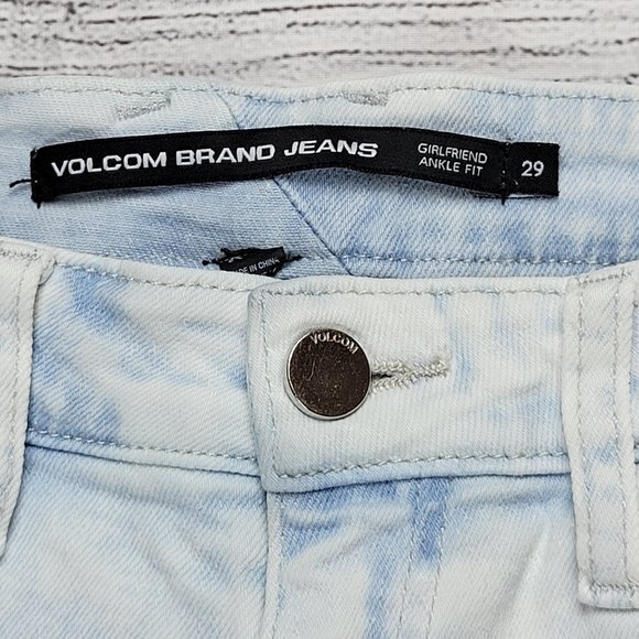 Volcom Girlfriend Ankle Fit High-Rise Jeans, Bleached, 29, Good Used Condition - Picture 12 of 14